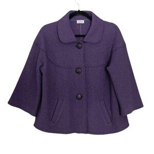 GELCO Vintage Wool Button Front Cropped Jacket Purple 16 UK